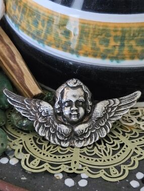 Art Nouveau Sterling Silver Cherub Brooch
